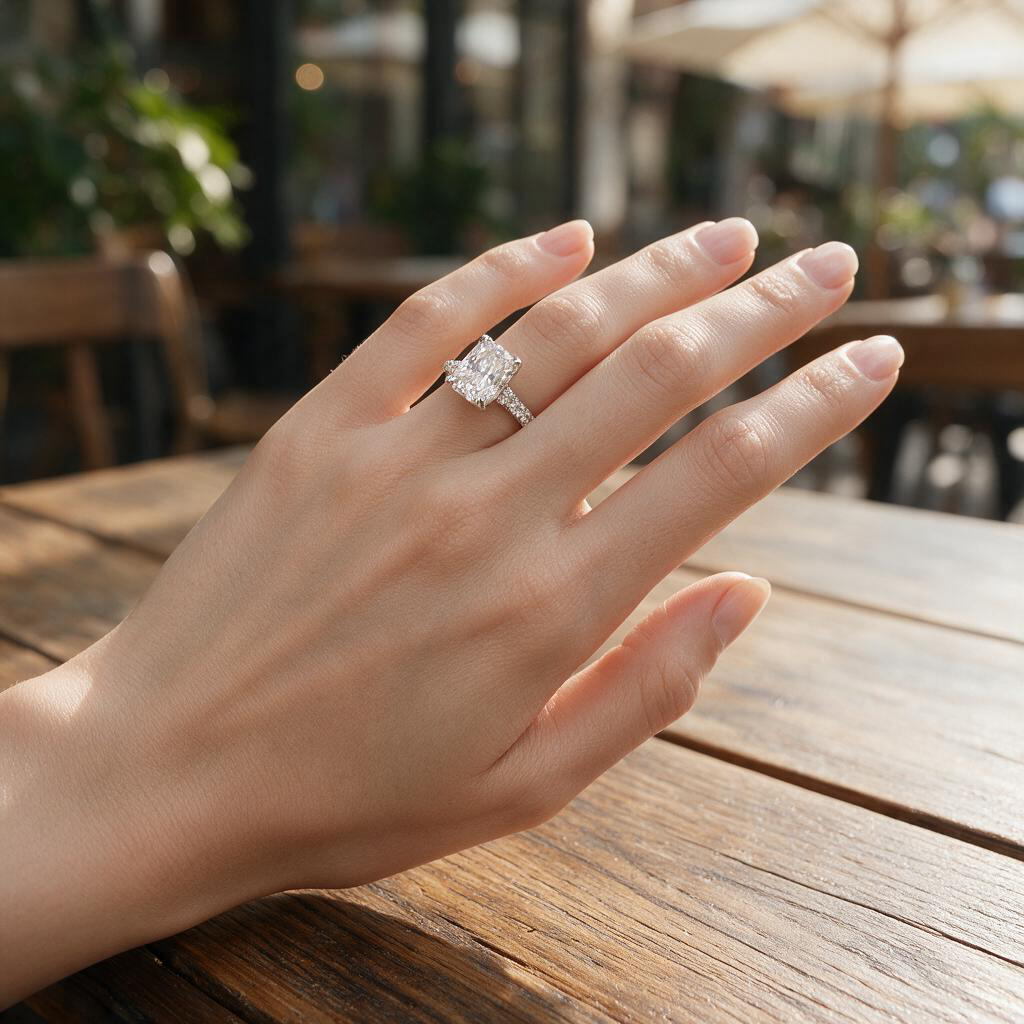 5 Carat Elongated Cushion Cut Lab Grown Diamond Ring