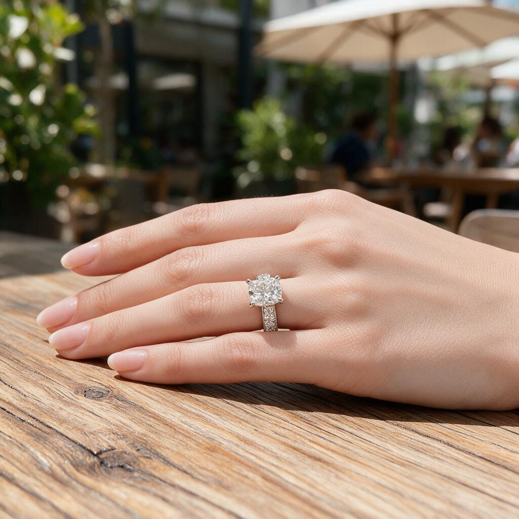 2 Carat Cushion Cut Fancy Lab Grown Diamond Ring