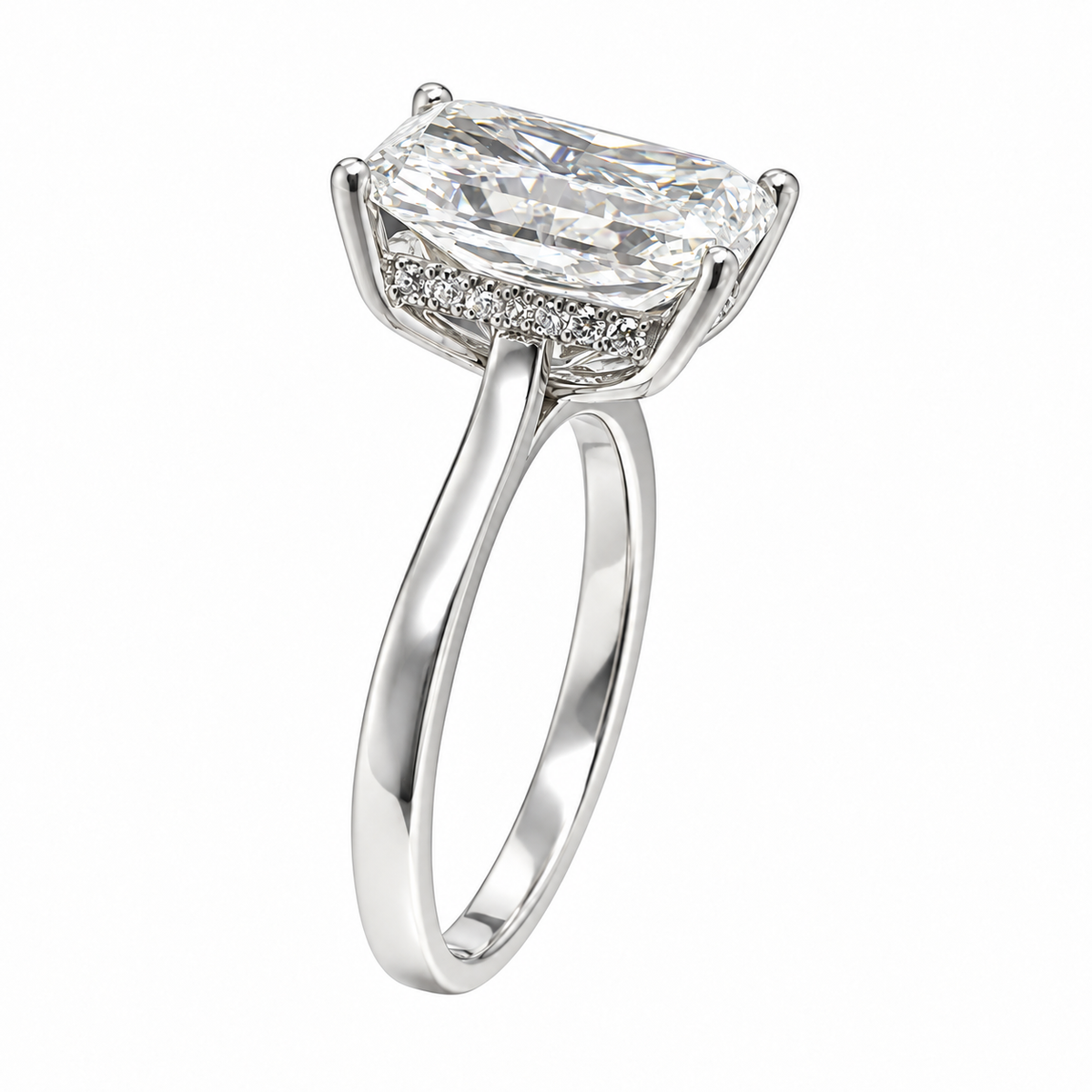4 Carat Elongated Cushion Cut Lab Grown Diamond Ring