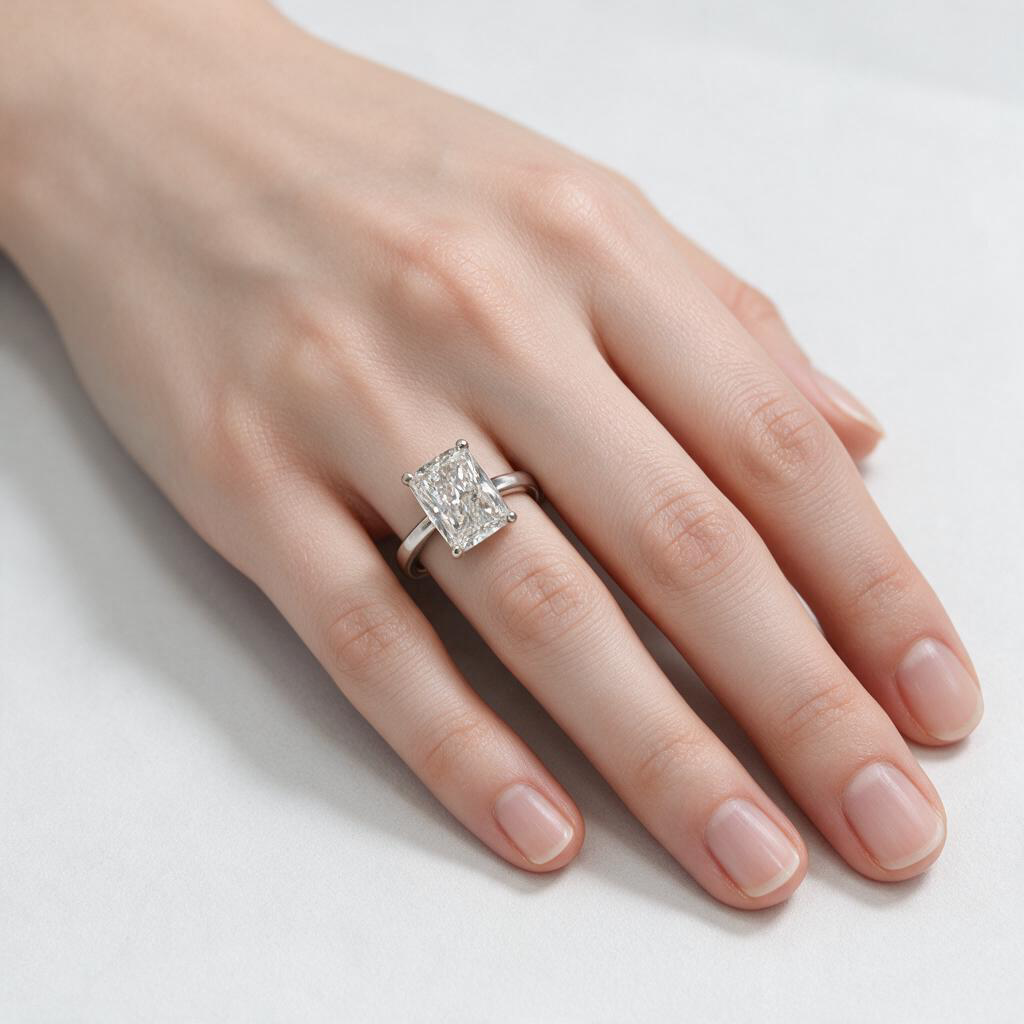 4 Carat Elongated Cushion Cut Lab Grown Diamond Ring