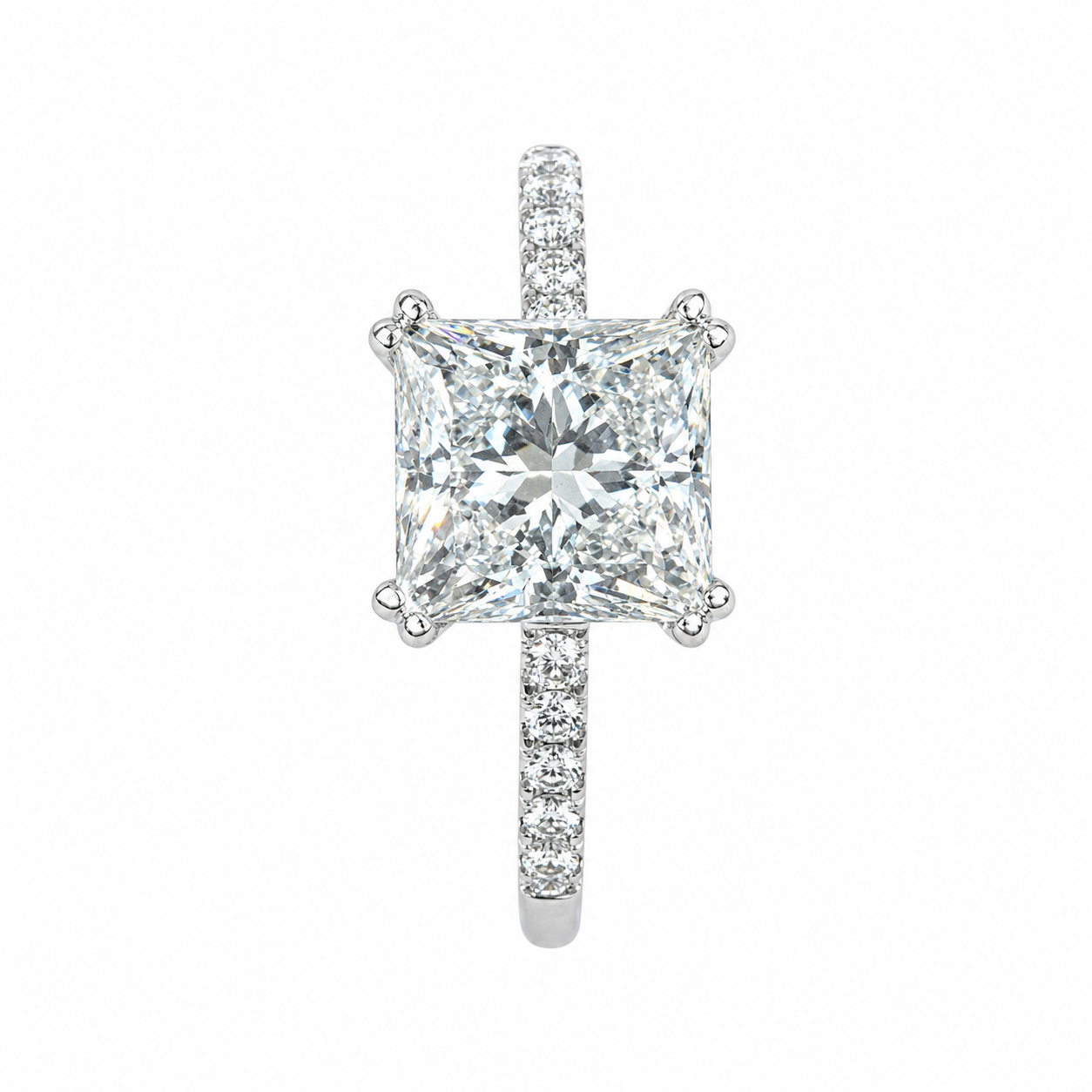 4 Carat Princess Cut Lab Grown Diamond Ring